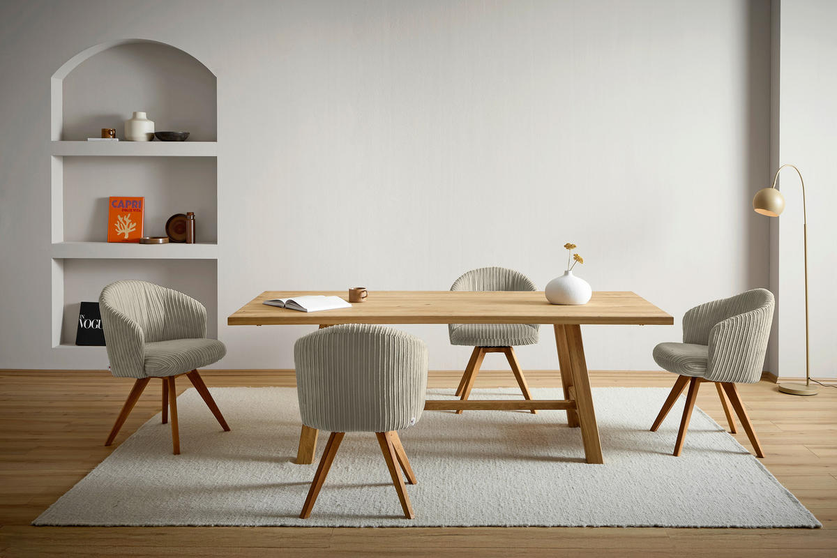 ARMLEHNSTUHL in Holz, Textil Braun, Eichefarben  - Eichefarben/Braun, KONVENTIONELL, Holz/Textil (61/82/59cm) - Stylife