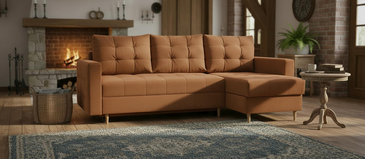 HÖRNSOFFA i rostfärgad  - rostfärgad, Design, textil (232/141cm) - MID.YOU