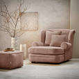 XXL-SESSEL in Cord Rosa  - Beige/Dunkelbraun, Design, Holz/Textil (121/100/140cm) - Ambia Home