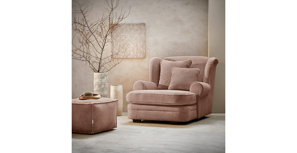 XXL-SESSEL in Cord Rosa  - Beige/Dunkelbraun, Design, Holz/Textil (121/100/140cm) - Ambia Home