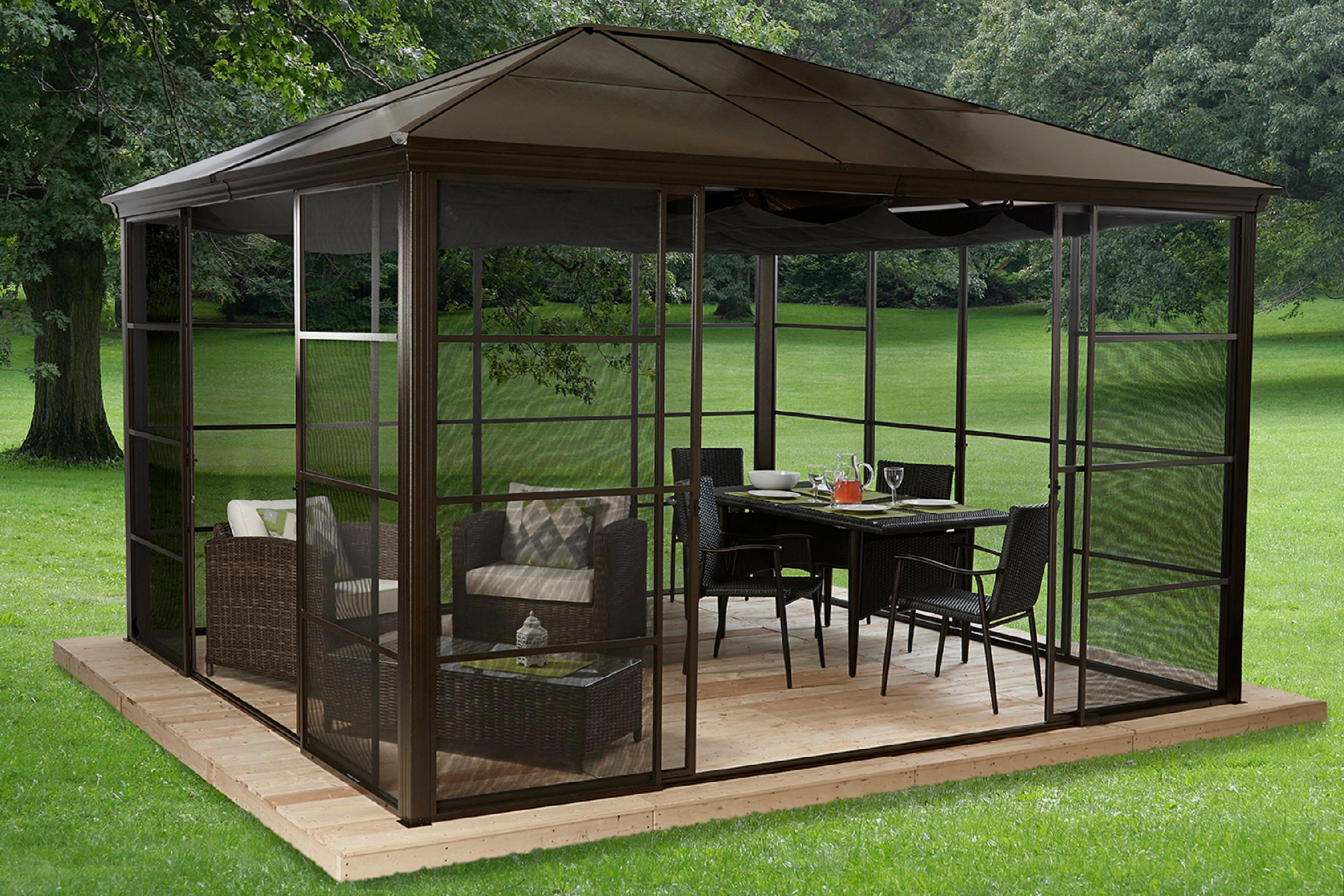 PAVILLON 427/296/362 cm   - Bronzefarben, Basics, Kunststoff/Metall (427/296/362cm)