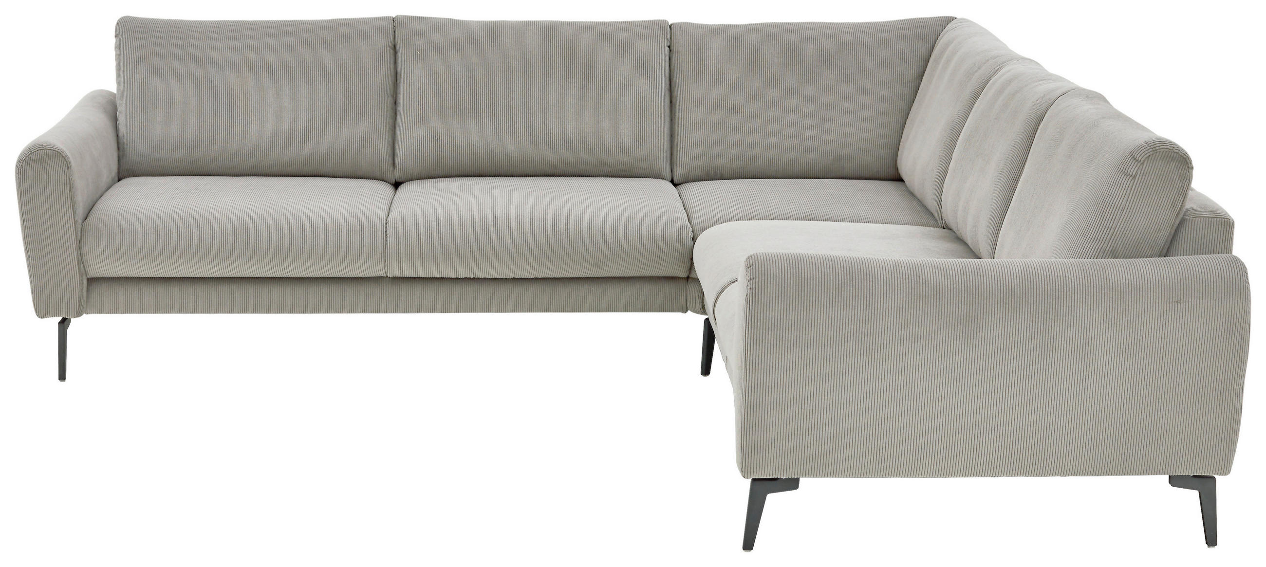 ECKSOFA in Velours, Feincord Grau  - Schwarz/Grau, Design, Textil/Metall (280/254cm) - Beldomo Style
