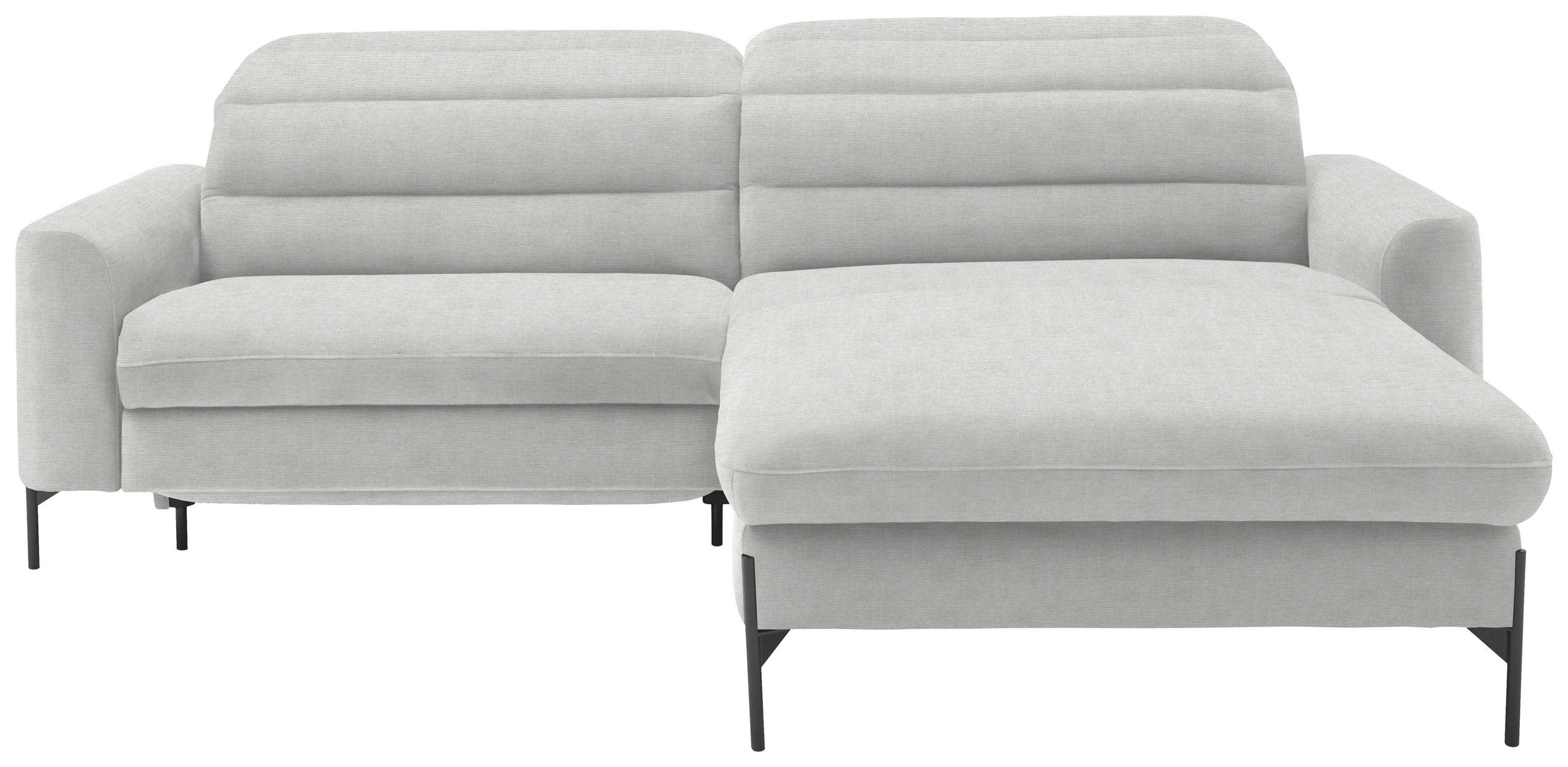 ECKSOFA in Flachgewebe Ecru  252/191 cm  - Ecru/Schwarz, Design, Textil/Metall (252/191cm) - Dieter Knoll