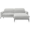 ECKSOFA in Flachgewebe Ecru  252/191 cm  - Ecru/Schwarz, Design, Textil/Metall (252/191cm) - Dieter Knoll
