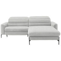 ECKSOFA in Flachgewebe Ecru  252/191 cm  - Ecru/Schwarz, Design, Textil/Metall (252/191cm) - Dieter Knoll