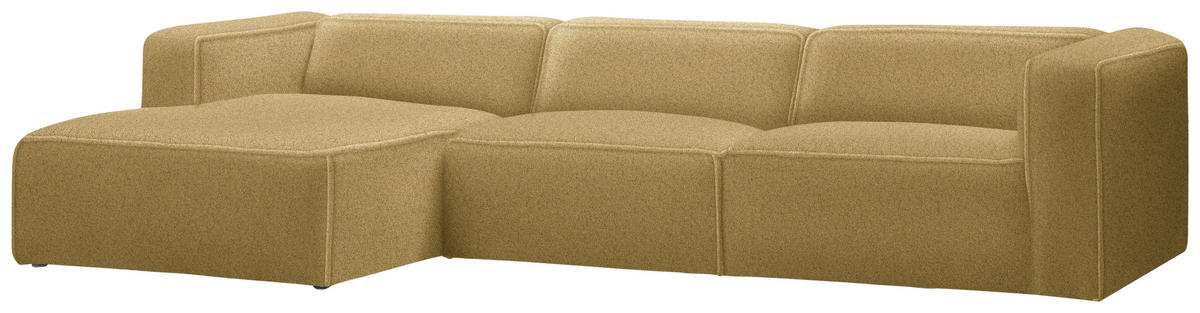 ECKSOFA in Webstoff Gelb  - Gelb/Schwarz, Design, Kunststoff/Textil (163/332cm) - Stylife