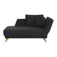 RÉCAMIERE in Flachgewebe Schwarz  - Eichefarben/Schwarz, Modern, Holz/Textil (205/74-87/94cm) - Bali
