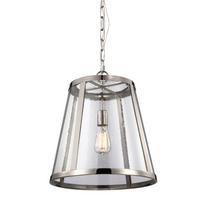VISEČA SVETILKA  Elstead Harrow      40.6/58.4 cm      E27 - barve niklja, Natur, kovina/steklo (40.6/58.4cm) - Elstead Lighting