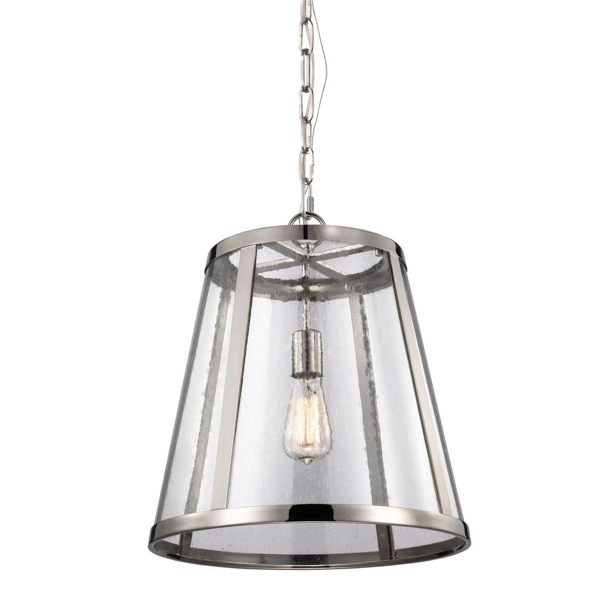 VISEČA SVETILKA  Elstead Harrow      40.6/58.4 cm      E27 - barve niklja, Natur, kovina/steklo (40.6/58.4cm) - Elstead Lighting