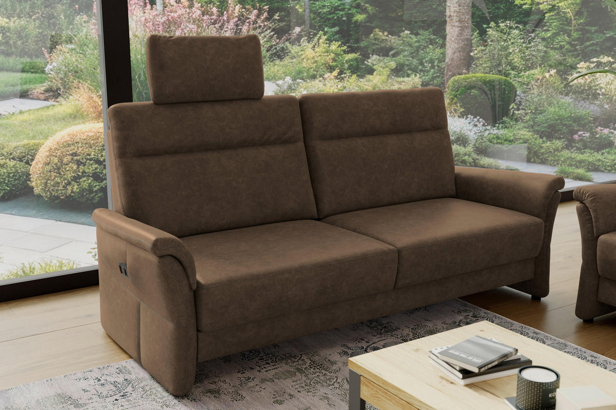3,5-SITZER - Schwarz/Braun, Konventionell, Kunststoff/Textil (205/98/91cm) - Elegando