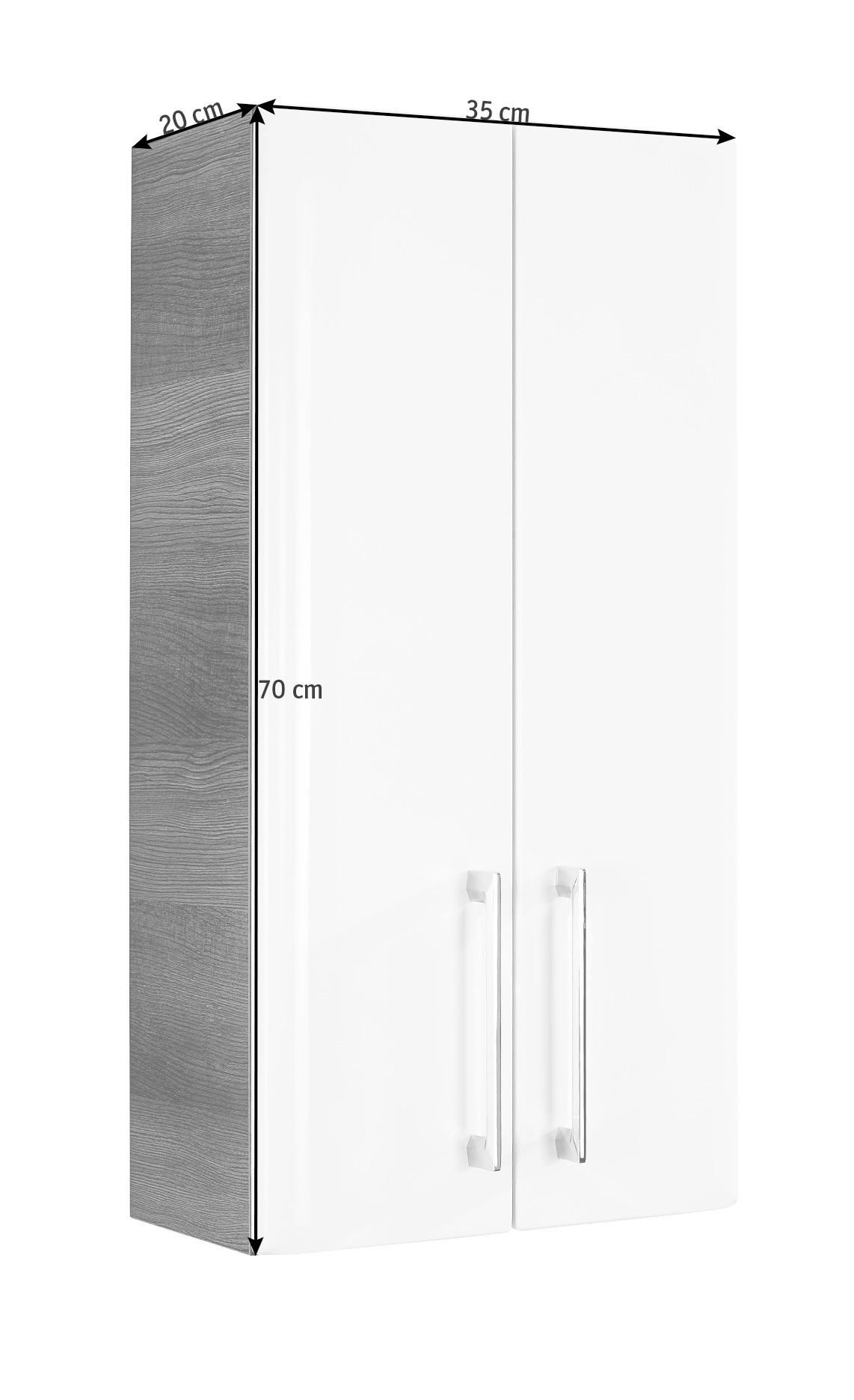 VISEČA OMARA 35/70/20 cm  - barve kroma/bela, Konvencionalno, leseni material (35/70/20cm) - Xora