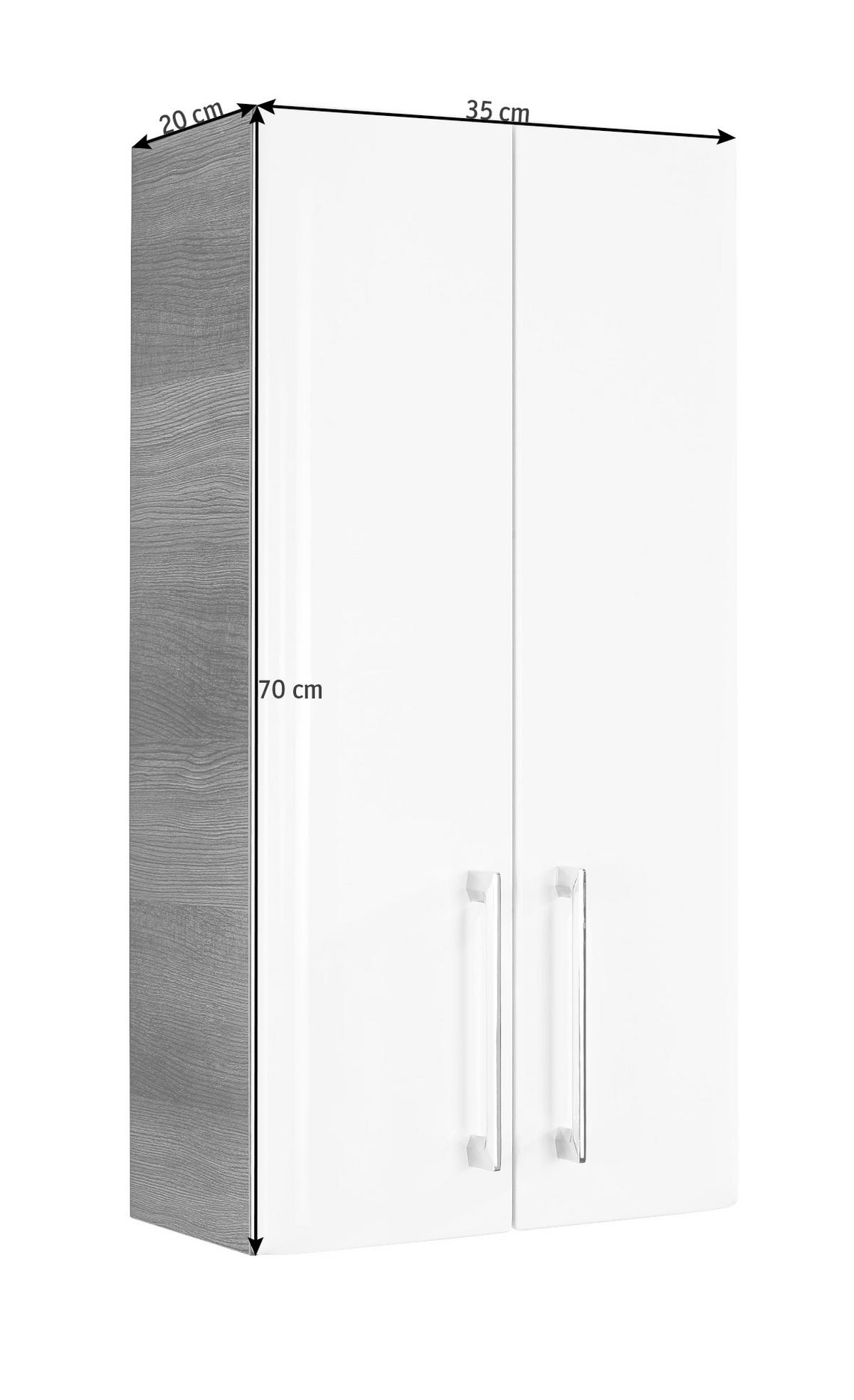 VISEČA OMARA 35/70/20 cm  - barve kroma/bela, Konvencionalno, leseni material (35/70/20cm) - Xora