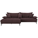 ECKSOFA in Flachgewebe Dunkelbraun  - Dunkelbraun/Schwarz, MODERN, Textil/Metall (176/292cm) - Carryhome