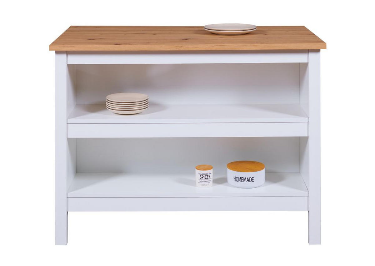 ÎLOT DE CUISINE   in Weiss, Eiche Artisan  - Weiss/Eiche Artisan, Konventionell, Holz/Holzwerkstoff (124/91,5/75cm) - MID.YOU