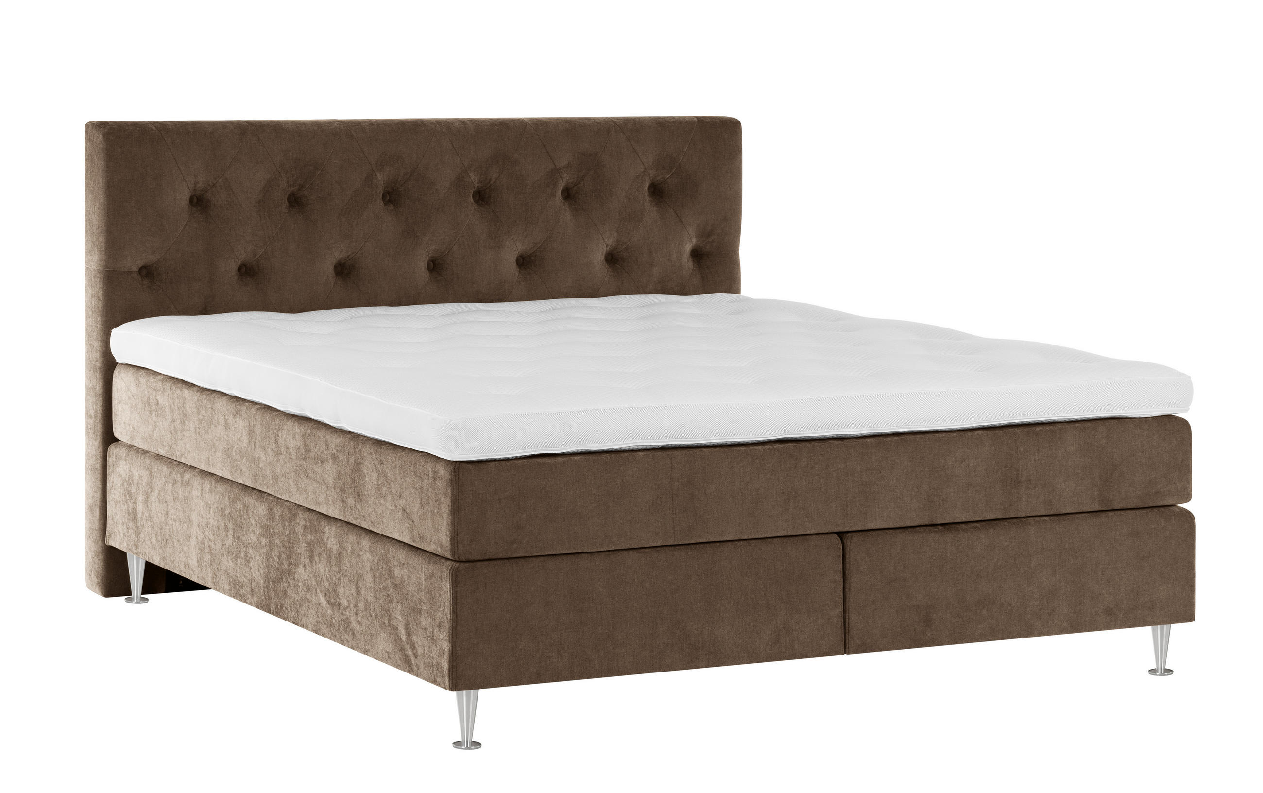KONTINENTALSÄNG 180/200 cm  i brun  - aluminiumfärg/brun, Klassisk, metall/trä (180/200cm) - Novel