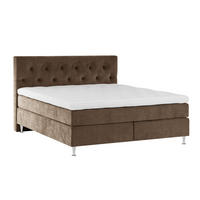KONTINENTALSÄNG 180/200 cm  i brun  - aluminiumfärg/brun, Klassisk, metall/trä (180/200cm) - Novel