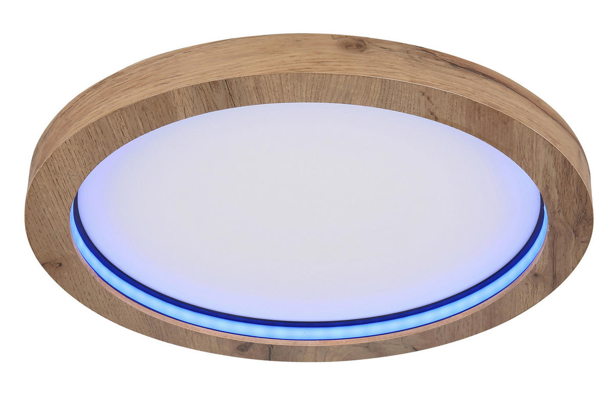 LED-DECKENLEUCHTE 24 W  40/6,5 cm    - Dunkelbraun/Opal, Natur, Holzwerkstoff/Kunststoff (40/6,5cm) - Globo