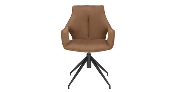 Armlehnstuhl drehbar Mikrofaser Braun, Schwarz - Schwarz/Braun, Design, Textil/Metall (59/87/61cm) - Novel