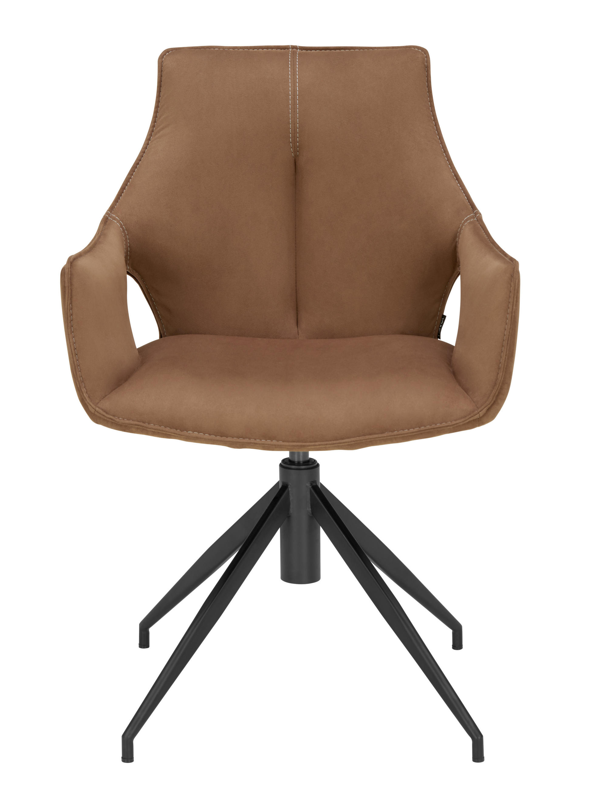 Armlehnstuhl drehbar Mikrofaser Braun, Schwarz  - Schwarz/Braun, Design, Textil/Metall (59/87/61cm) - Novel