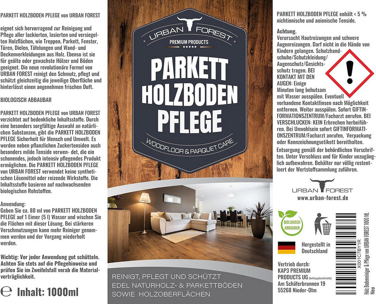 HOLZBODENPFLEGE  - Basics, Kunststoff (500ml) - Urban Forest