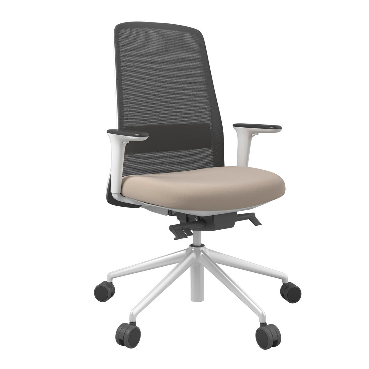 DREHSTUHL Schwarz, Weiß, Hellbraun  - Hellbraun/Schwarz, MODERN, Kunststoff/Textil (70/103-115/70cm)