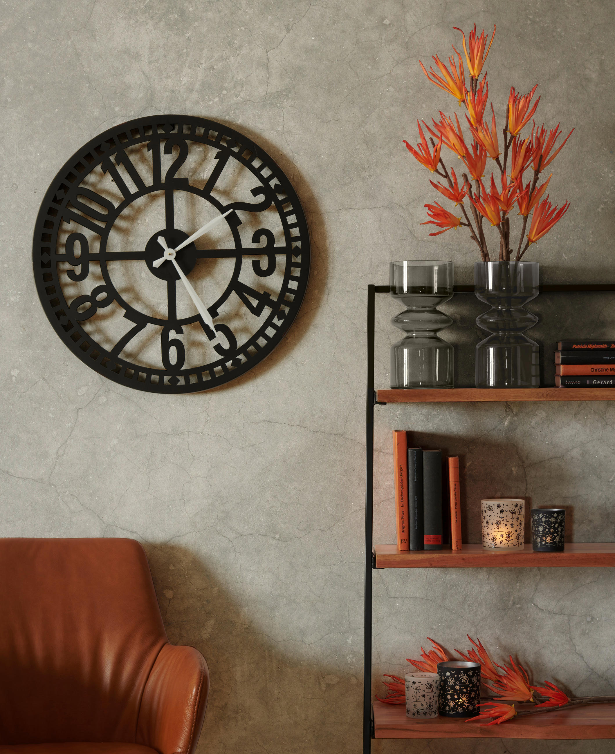 WANDUHR 60 cm   - Schwarz, Lifestyle, Metall (60cm) - Ambia Home
