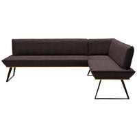 ECKBANK 243/163 cm Lederlook Braun, Schwarz, Eichefarben Eiche massiv Metall   - Eichefarben/Schwarz, Design, Holz/Textil (243/163cm) - Voleo
