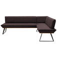 ECKBANK 223/163 cm Lederlook Eichefarben, Braun, Schwarz Eiche massiv Metall   - Eichefarben/Schwarz, Design, Holz/Textil (223/163cm) - Voleo
