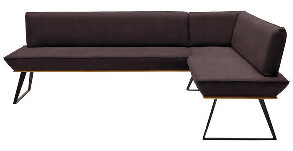 ECKBANK 223/163 cm Lederlook Eichefarben, Braun, Schwarz Eiche massiv Metall - Eichefarben/Schwarz, Design, Holz/Textil (223/163cm) - Voleo