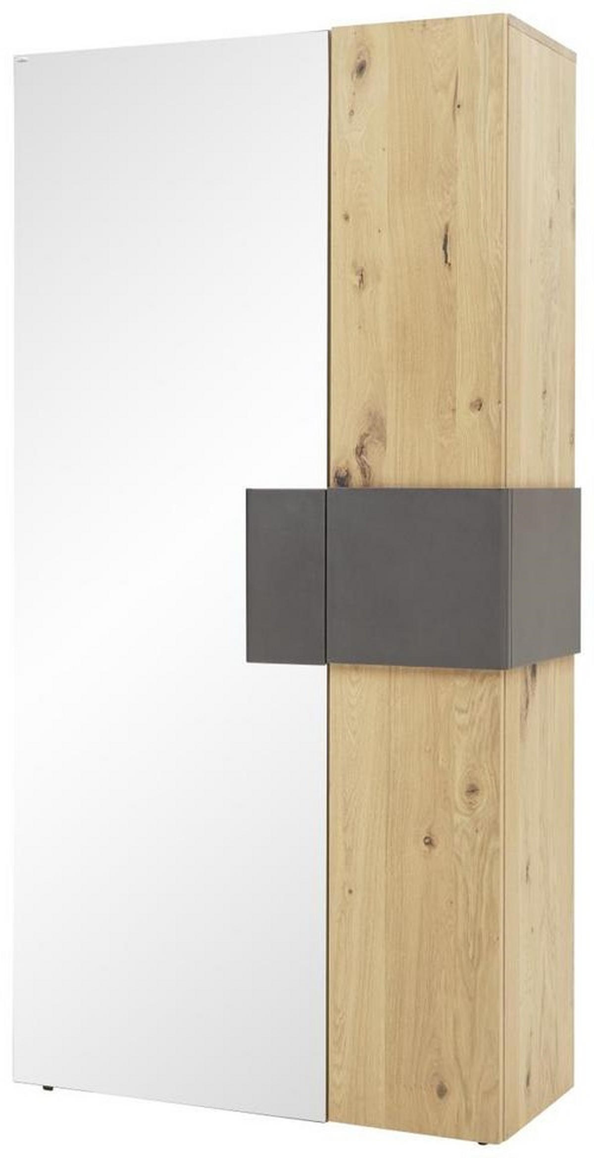 GARDEROBENSCHRANK  in 97,2/194/43,5 cm  - Eichefarben/Anthrazit, Natur, Glas/Holz (97,2/194/43,5cm) - Voglauer
