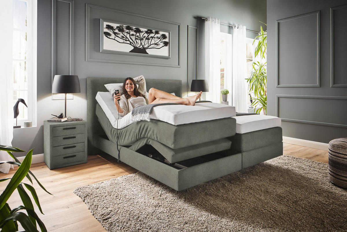 BOXSPRINGBETT 200/200 cm  in Grau  - Grau, Konventionell, Holz/Textil (200/200cm) - Dieter Knoll