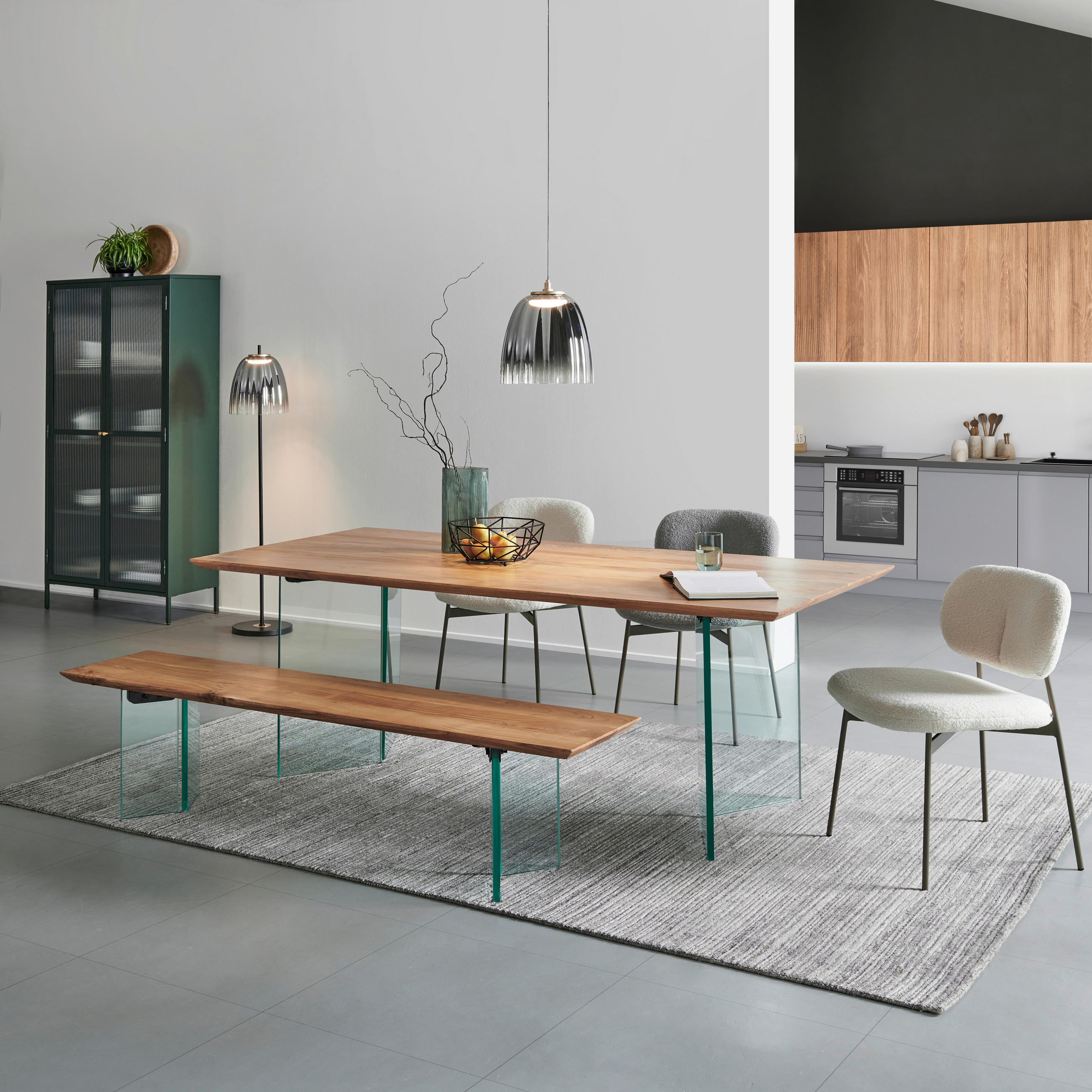 ESSTISCH in Holz, Glas - Transparent/Akaziefarben, Modern, Glas/Holz (200/76/100cm) - Livetastic