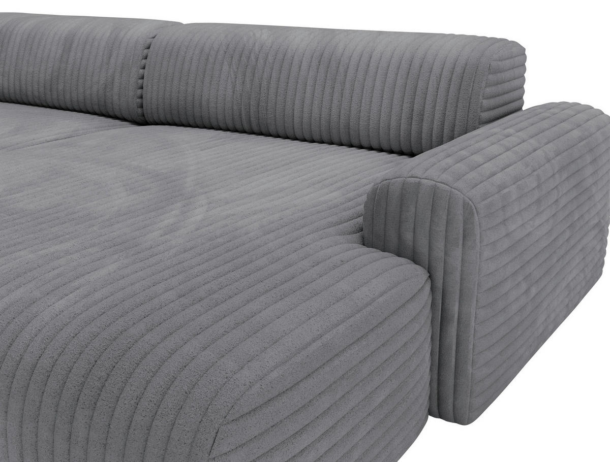 ECKSOFA in Cord Dunkelgrau  - Dunkelgrau/Schwarz, Design, Kunststoff/Textil (292/178cm) - Livetastic