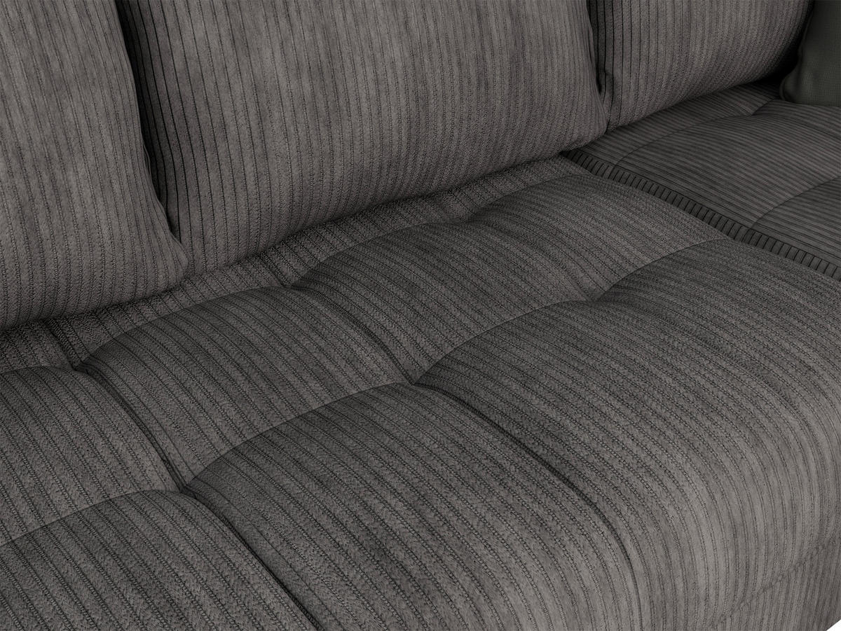 ECKSOFA Dunkelgrau Cord  - Dunkelgrau/Schwarz, Design, Kunststoff/Textil (177/276cm) - MID.YOU