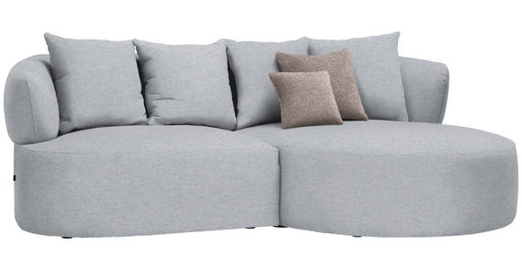 ECKSOFA in Flachgewebe Hellgrau  235/166 cm  - Hellbraun/Hellgrau, MODERN, Kunststoff/Textil (235/166cm) - Hom`in