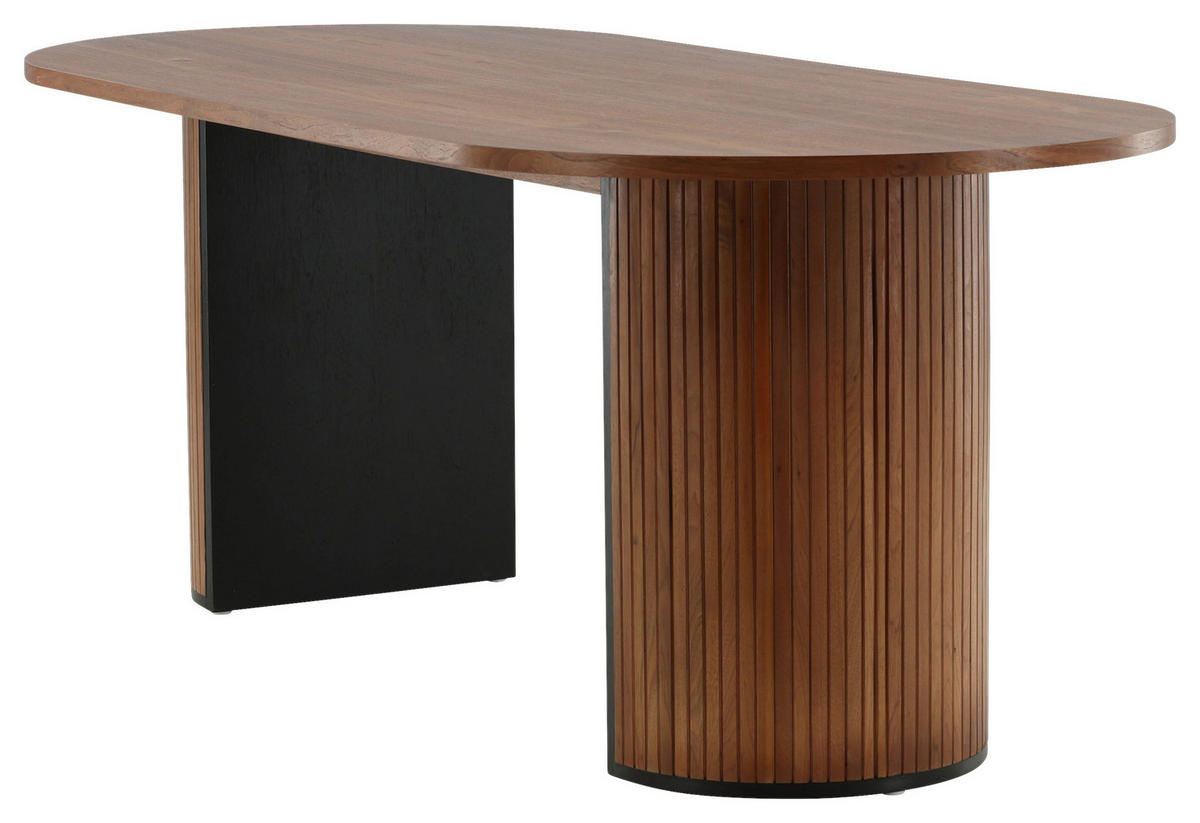 ESSTISCH furniert oval Naturfarben, Schwarz  - Schwarz/Naturfarben, Design, Holz/Holzwerkstoff (200/90/75cm) - Livetastic