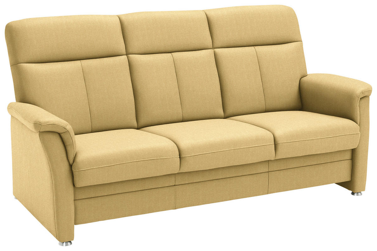 3-SITZER-SOFA Flachgewebe Gelb  - Gelb/Alufarben, Konventionell, Textil/Metall (194/100/89cm) - Beldomo Comfort