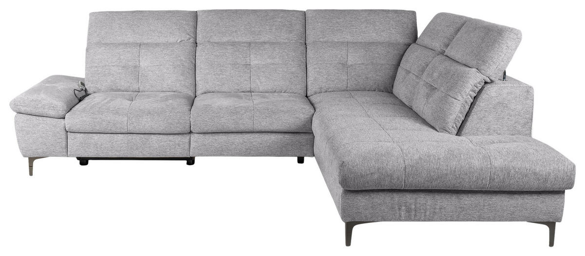 ECKSOFA Greige Webstoff  - Greige/Schwarz, KONVENTIONELL, Textil/Metall (288/225cm) - Carryhome