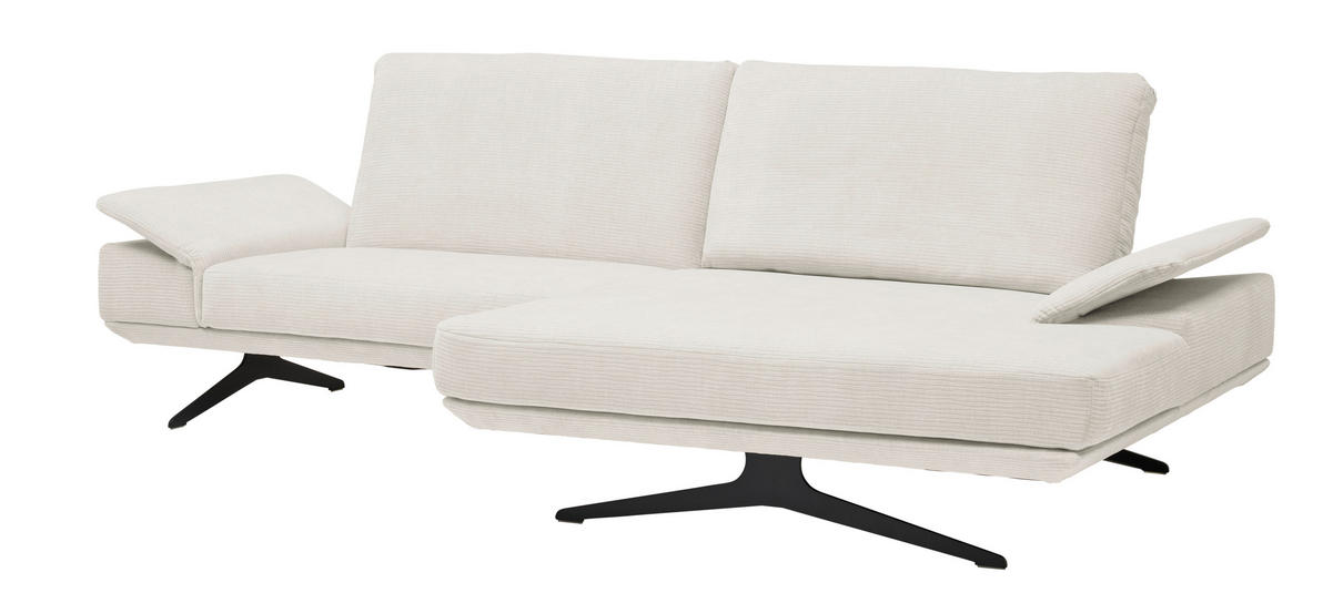 ECKSOFA in Flachgewebe Creme  269/155 cm  - Creme/Schwarz, Design, Textil/Metall (269/155cm) - Koinor