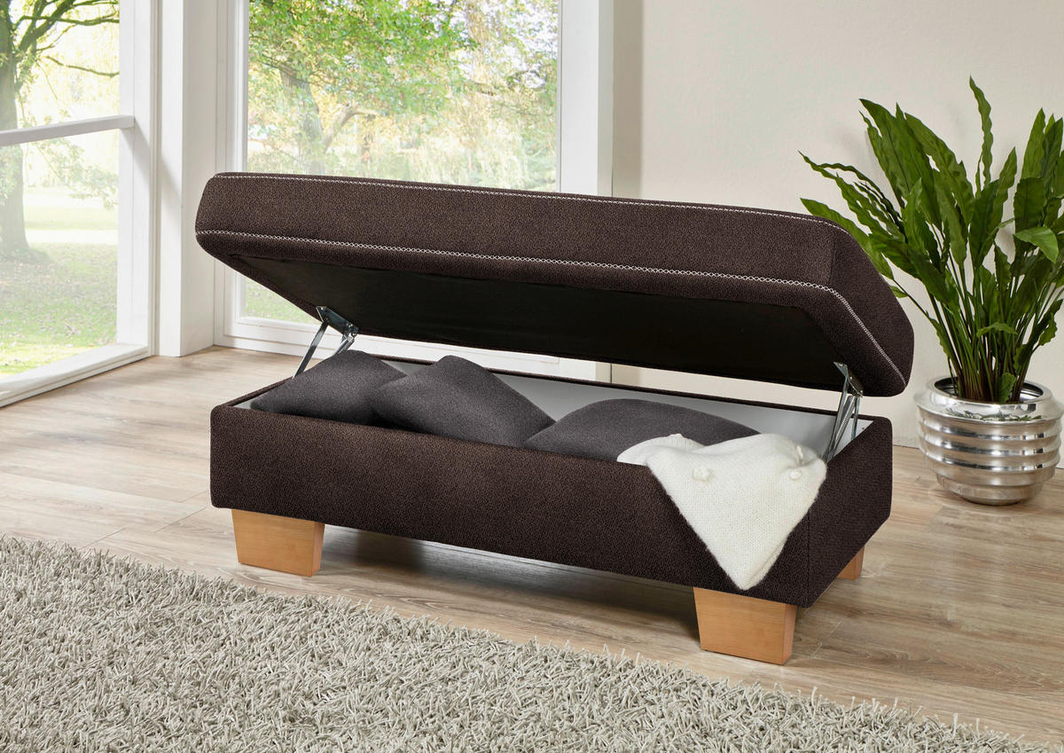 ECKSOFA in Mikrofaser Dunkelbraun  273/226 cm  - Eichefarben/Dunkelbraun, Natur, Holz/Textil (273/226cm) - Beldomo System