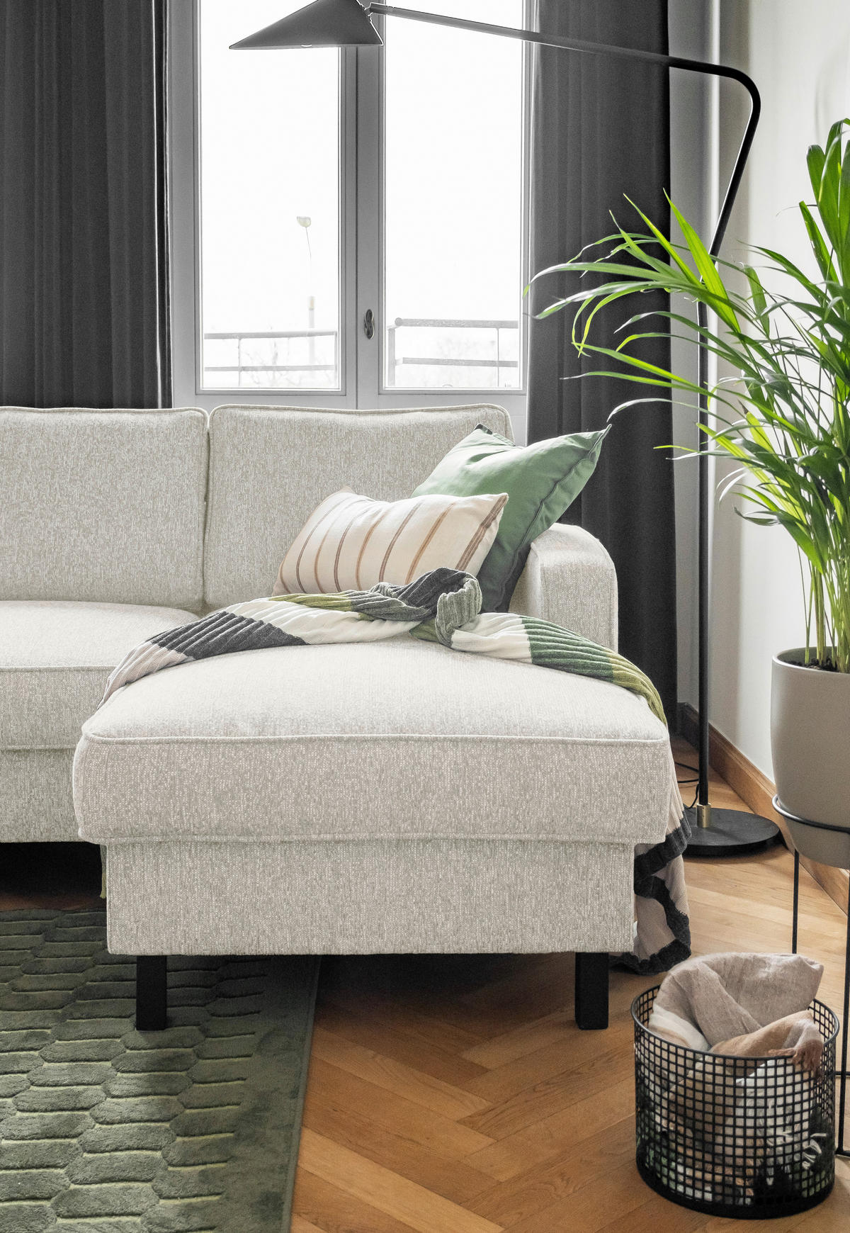 ECKSOFA in Struktur Beige  - Beige/Schwarz, Holz/Textil (228/148cm) - MID.YOU