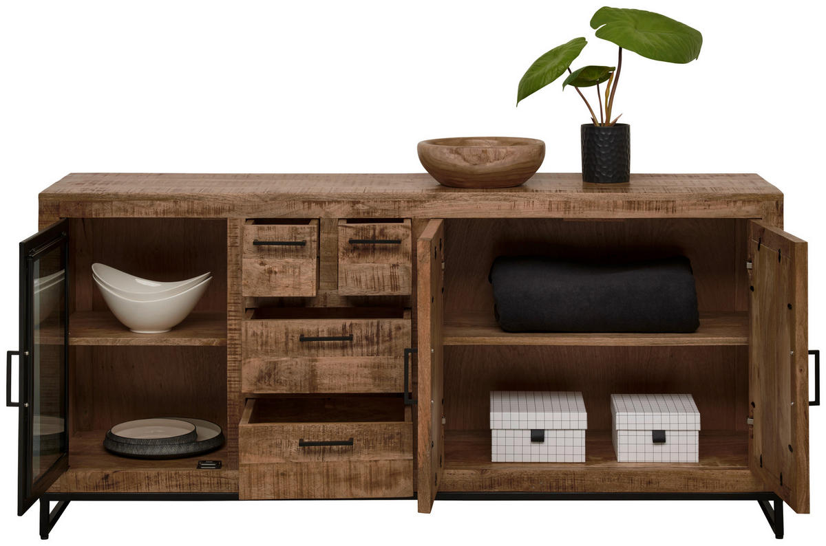SIDEBOARD 175/80/40 cm  - ljusbrun/svart, Design, metall/trä (175/80/40cm) - Landscape