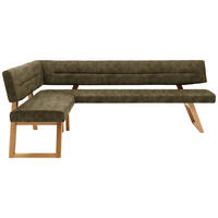 ECKBANK Holz, Textil Olivgrün  - Eichefarben/Olivgrün, Konventionell, Holz/Textil (155/225cm) - Dieter Knoll