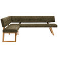 ECKBANK 155/195 cm  in Olivgrün  - Eichefarben/Olivgrün, KONVENTIONELL, Holz/Textil (155/195cm) - Dieter Knoll