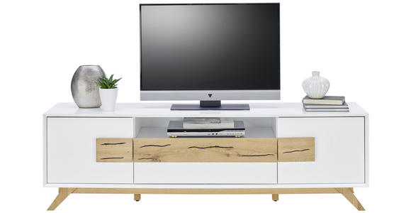 TV-ELEMENT Eiche massiv Weiß, Eichefarben  - Eichefarben/Weiß, Design, Holz/Holzwerkstoff (178/53,6/40cm) - Xora