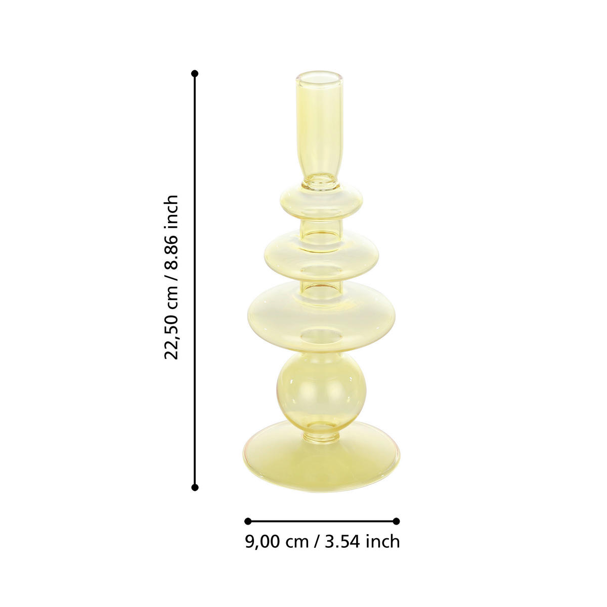 STABKERZENHALTER - Gelb, LIFESTYLE, Glas (9/22.5cm)