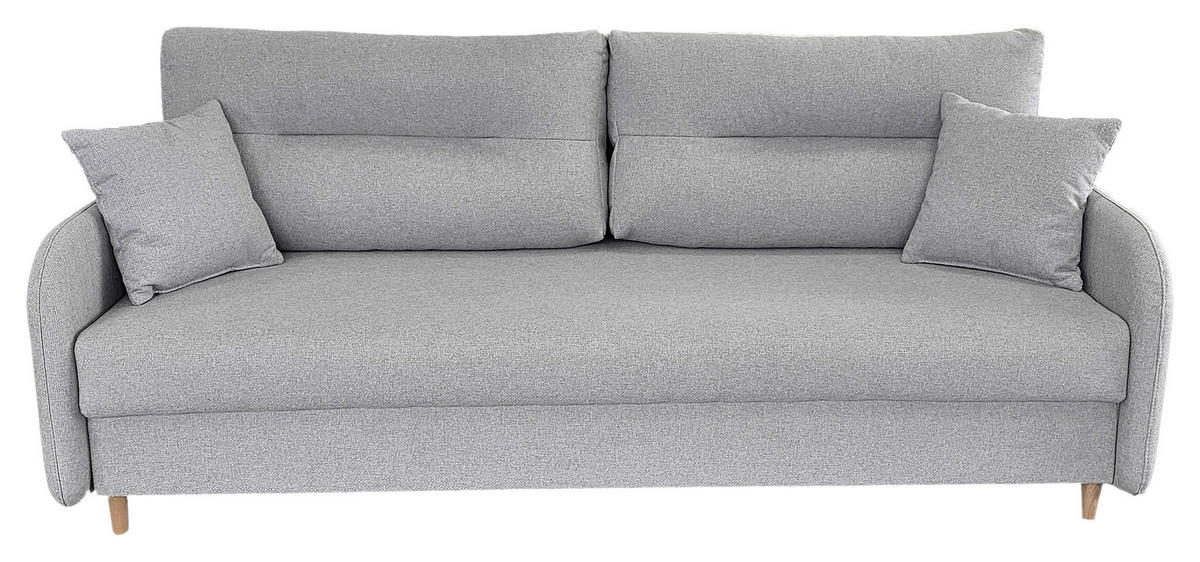 SCHLAFSOFA Flachgewebe Hellgrau  - Hellgrau/Schwarz, Design, Holz/Kunststoff (206/88/93cm) - MID.YOU
