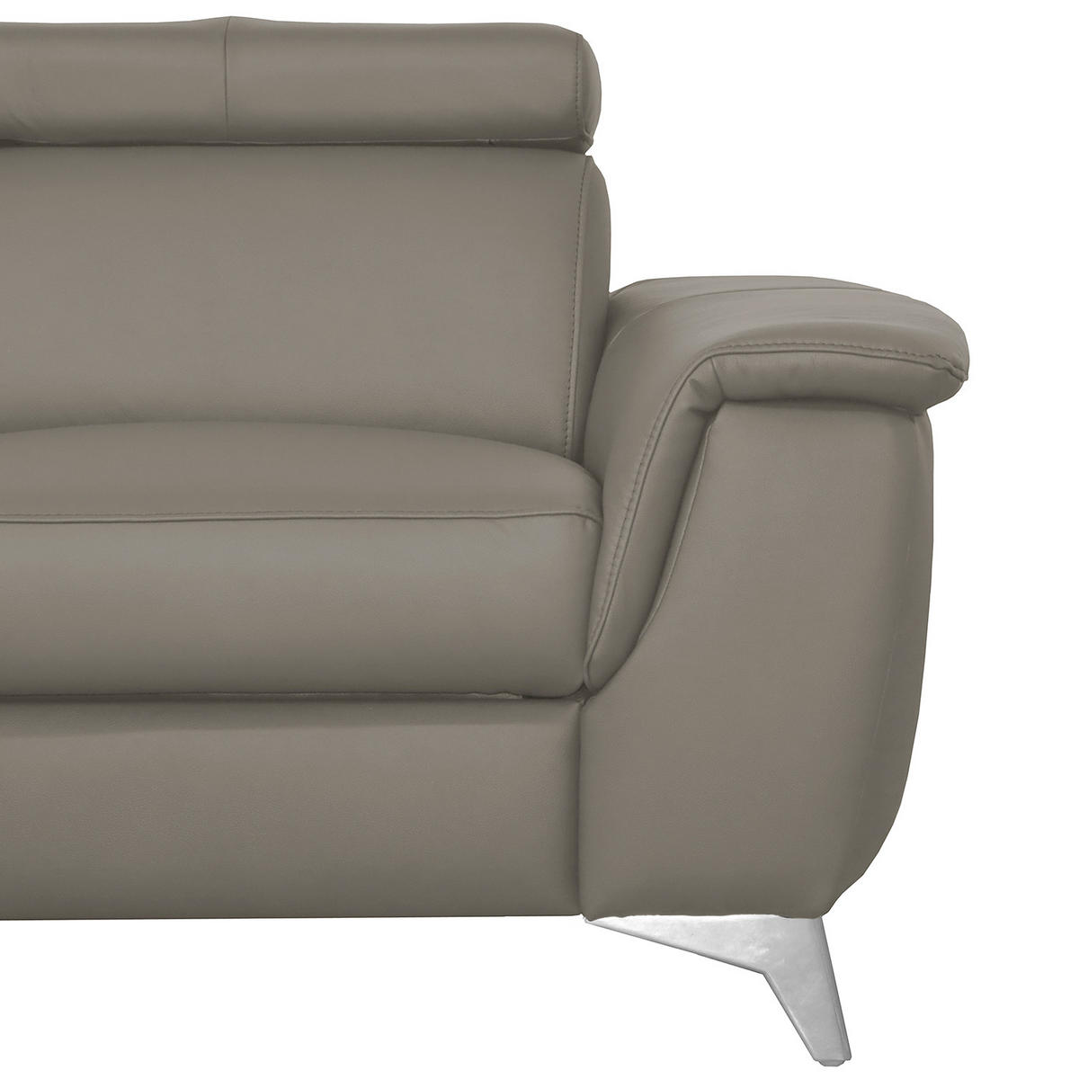 ECKSOFA Schlammfarben Echtleder Lederlook  - Chromfarben/Schlammfarben, Design, Leder/Textil (197/257cm) - Livetastic