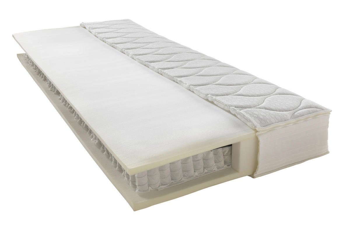 LEŽIŠČE Z ŽEPKASTIM VZMETENJE 90/200 cm  - bela, Basics, tekstil (90/200cm) - Sleeptex