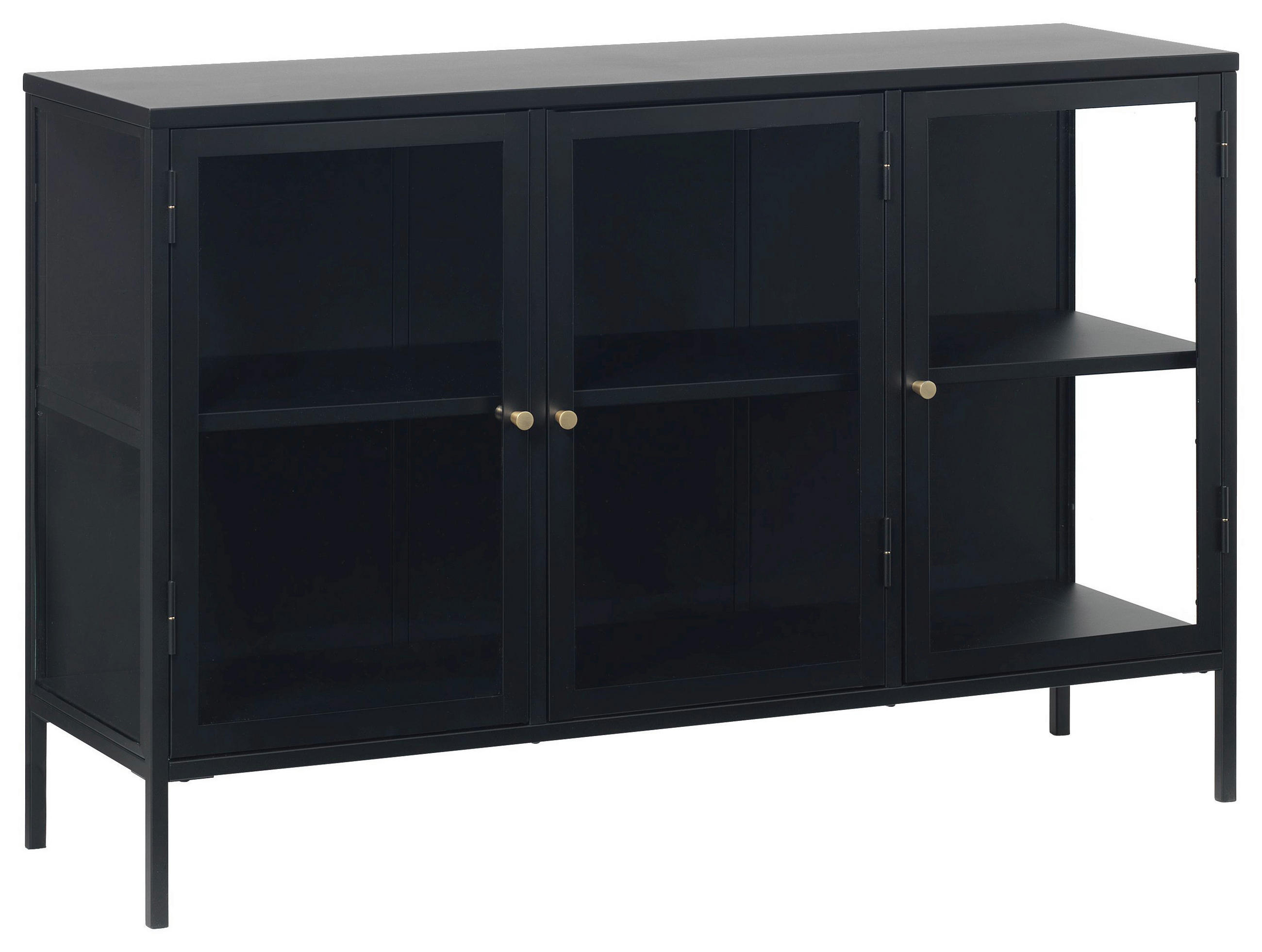 SIDEBOARD svart  132/85/40 cm  - svart/guldfärgad, Trend, metall/glas (132/85/40cm) - Xora
